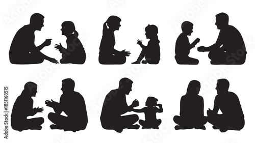 Silhouette of People Using Mobile Phones in Various Settings with Soft Focus and Black Color for Digital Illustration