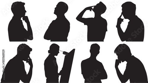 Contemplative Silhouettes: A collection of anonymous silhouettes immersed in introspection, exploring a spectrum of human thought and deliberation.