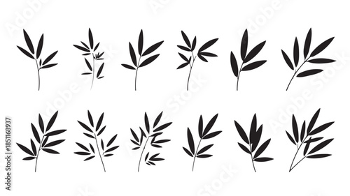 Minimalist Bamboo Leaves: A collection of simple, elegant bamboo leaves in silhouette, perfect for conveying a sense of serenity and natural beauty. 