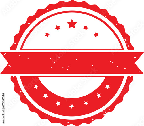 A distressed red circular stamp graphic with an aged texture, suggesting authenticity, validation, or a retro design element.