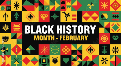 Black History Month February Celebration with Adinkra Symbols.