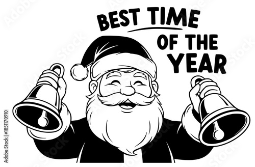 santa claus with jingle bells in his hands 