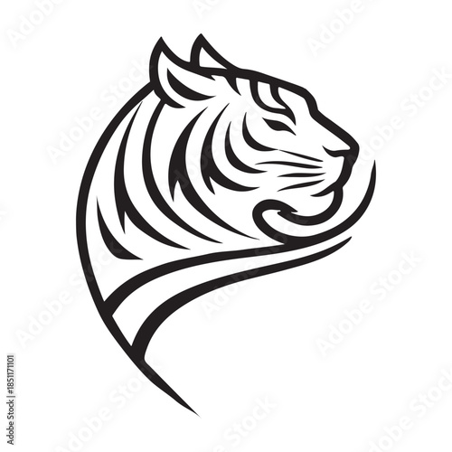 tiger roaring vector silhouette clip art logo design illustration