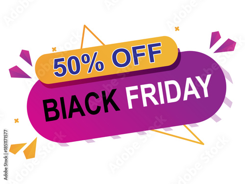 Wallpaper Mural Black friday sale badge with fifty percent discount offer, colorful promotional label for shopping Torontodigital.ca