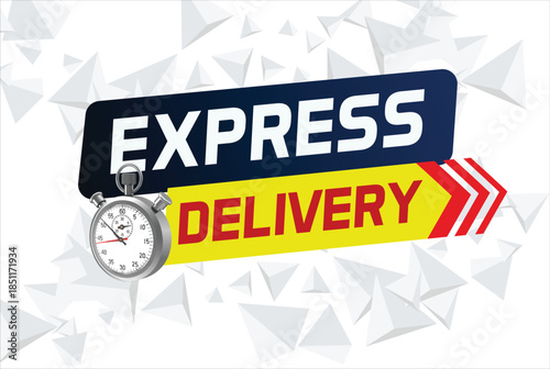 Express delivery word concept vector illustration with stopwatch style for use landing page, template, ui, web, mobile app, poster, banner, flyer, background, gift card, coupon, label

