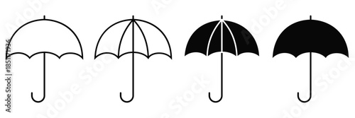 Umbrella vector icons set for weather protection and meteorology design.