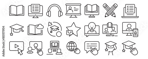 Elearning icons for online education and digital learning tools