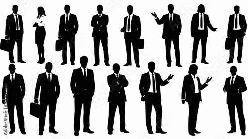 Collection of Business People Silhouettes in Professional Attire.
