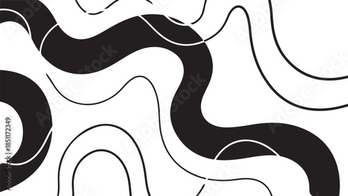 Abstract Black and White Wavy Lines Background