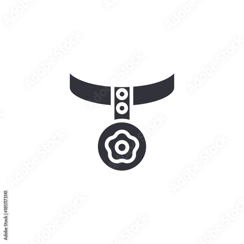 Pet collar with paw tag icon illustrating identification accessory, safety tracking, and responsible pet ownership.