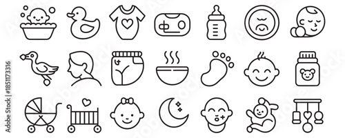 Cute baby icons for nursery or parenting design projects