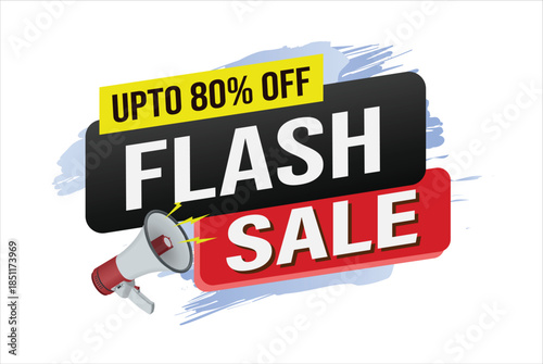 flash sale word mega phone concept vector illustration and 3d style, landing page, template, ui, web, mobile app, poster, banner, flyer, background, gift card, coupon, label, wallpaper

