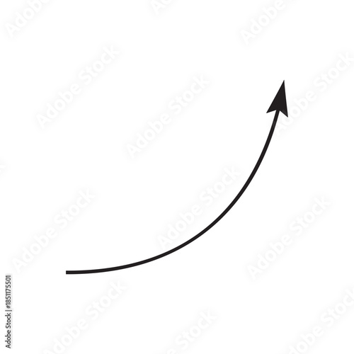 A simple black arrow curves gracefully upwards and to the right. 