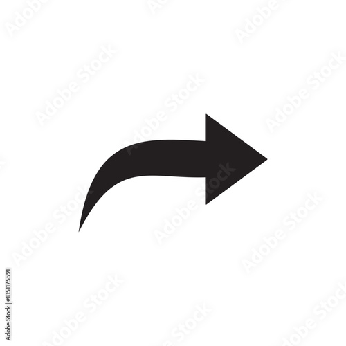 A sleek black arrow curves gracefully upwards and then sharply points to the right.