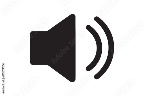 Black speaker icon with sound waves volume control symbol design