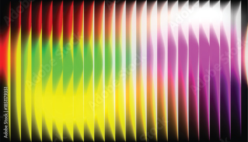 Bright abstract rainbow wallpaper featuring a colorful spectrum of flowing digital waves and glowing light lines in a vibrant motion pattern vector illustration