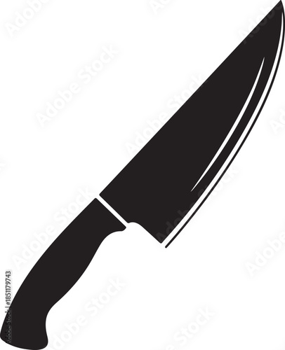 Professional Stainless Steel Chef Knife Icon Sharp Kitchen Blade and Culinary Tool Vector