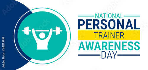 National Personal Trainer Awareness Day background, banner, card or poster design template is observed every year during January, to raise awareness about the mission. Vector illustration.