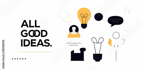 Illustrative design featuring ideas lightbulbs and communication elements in a modern style