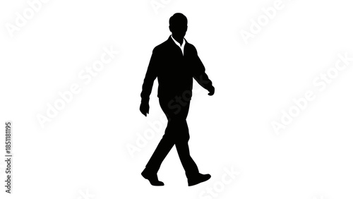 Silhouette of a Businessman Walking Alone.