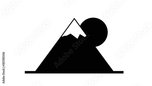 Simple Black Silhouette of Mountain Peak.