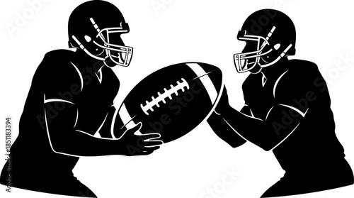 American Football Helmet and Ball Silhouette Icon Set