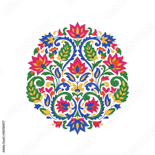 Kashmiri Embroidery Pattern on White