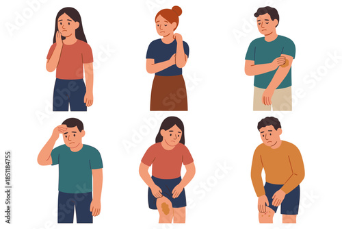 People illustrating common pain discomforts in everyday life