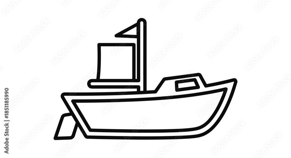 Naklejka premium Simple line drawing of a sailboat on white background