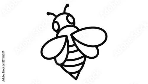 Simple bee outline illustration: minimalist insect design for kids and nature themes