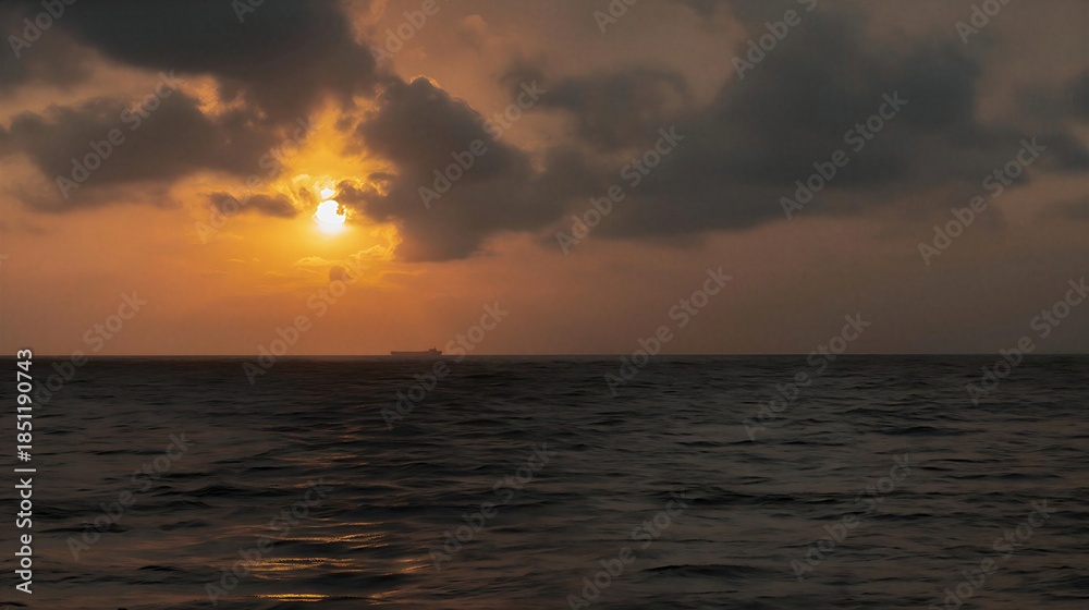 Fototapeta premium Sunset over the sea at dusk