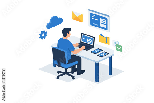 Profesional freelance trabajando en su escritorio