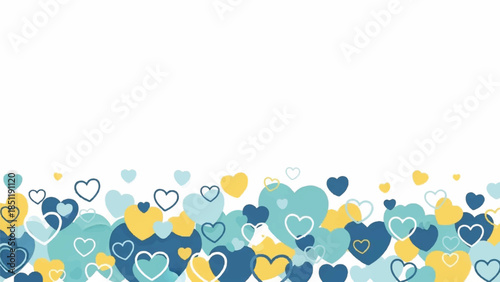 Collection of assorted hearts in various sizes and colors against a white background