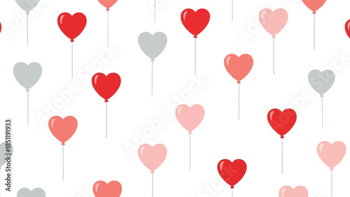 Romantic Heart Balloons Pattern Vector for Valentine's Day Decoration and Celebrations