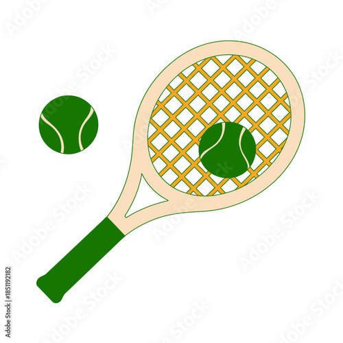 Tennis racket and ball illustration for sports and leisure