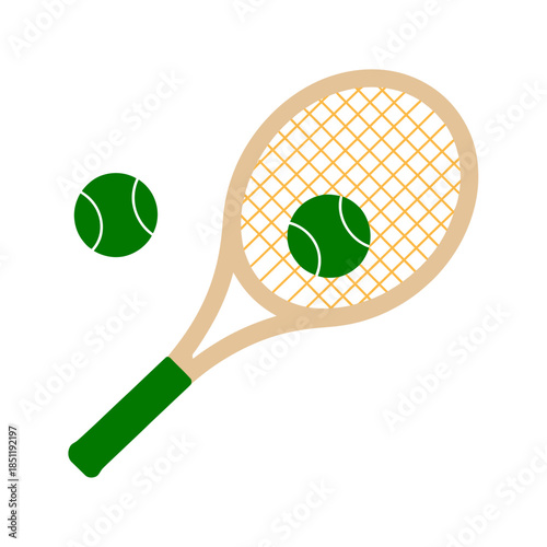 Tennis racket and balls illustration for sports activities