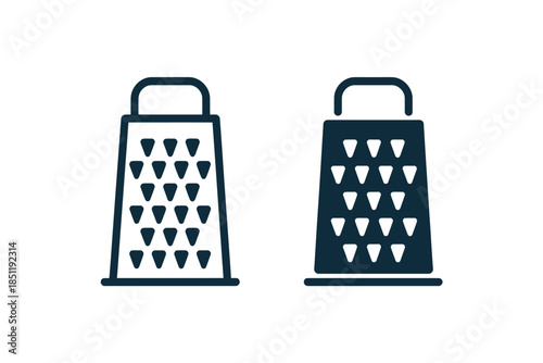 Two Grater Icons Kitchen Tools Grating Cheese Utensils