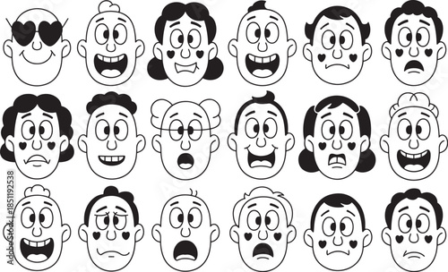 cartoon faces with different emotions