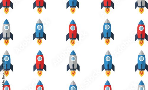 Colorful Rocket Pattern Vector for Innovation and Space Theme Designs