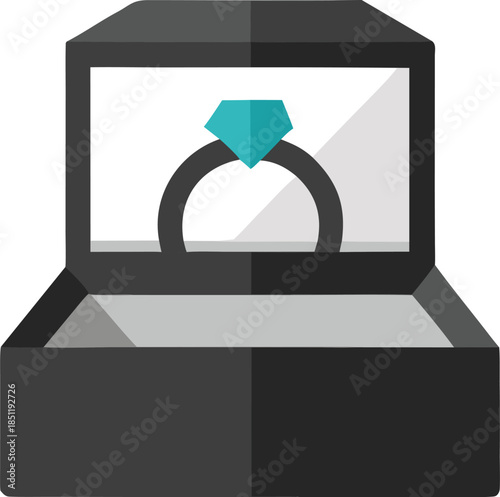 Display case with blue gemstone ring