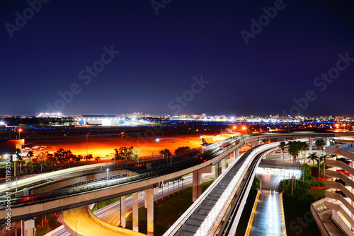 Tampa, FL USA - 03 16 2022: Night landscape of Tampa international TPA airport in Florida, USA