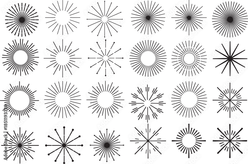 Obraz premium Collection of abstract starburst elements