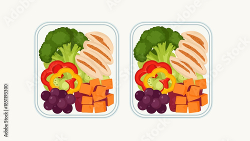 Healthy meal prep: chicken and veggie lunchboxes for balanced diets