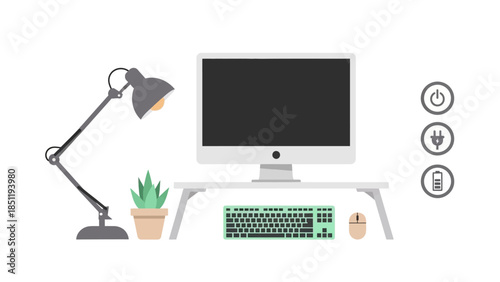 Modern workspace setup with desk lamp and computer elements for home office inspiration