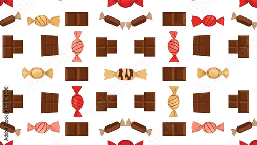 Colorful Candy and Chocolate Pattern Vector for Sweet Treat Designs and Backgrounds