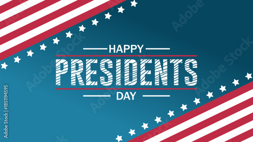 Presidents Day Patriotic Banner with Stars and Stripes Background