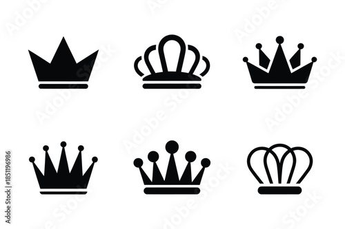 Elegant royal crown and tiara silhouettes for luxury branding