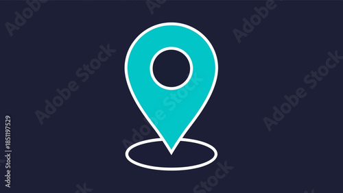 Minimalist location pin icon on dark background for navigation and travel concepts