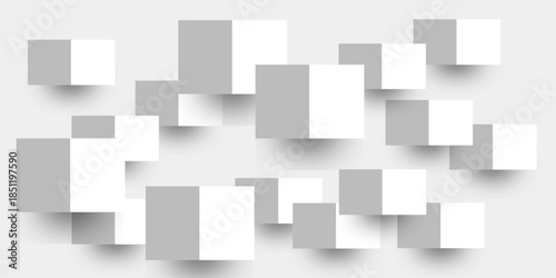 Abstract white 3D geometric shapes on white background. Professional Blank Paper or Cardboard Box Template. Innovative wall art design modern abstract gallery installation. 3d Modern abstract design.