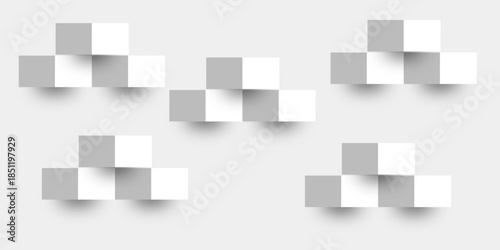 Abstract white 3D geometric shapes on white background. Professional Blank Paper or Cardboard Box Template. Innovative wall art design modern abstract gallery installation. 3d Modern abstract design.